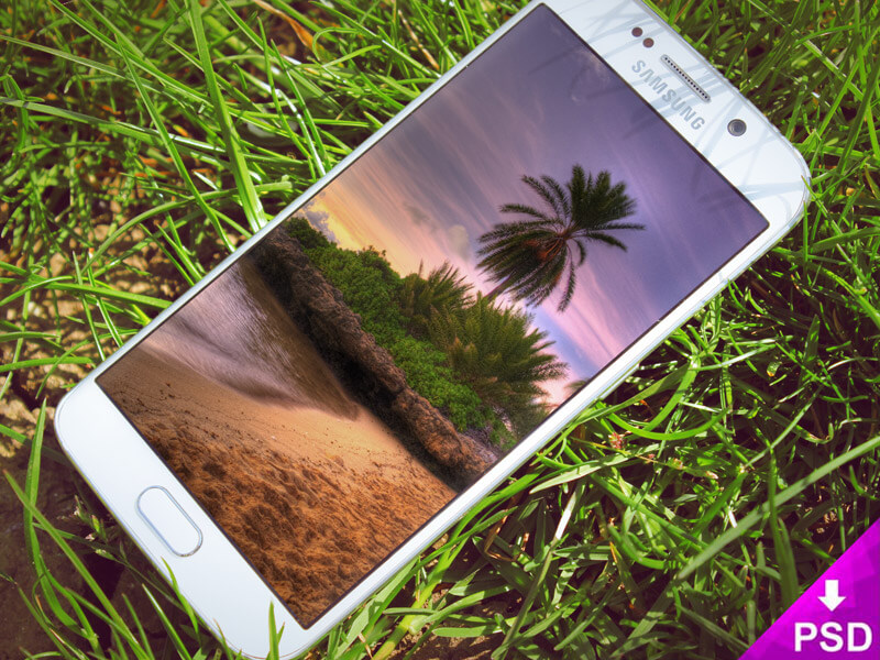 Samsung S6 Edge Grass Mockup