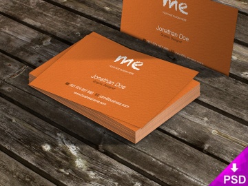 Business Cards on Table Mockup